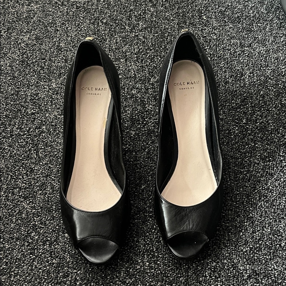 Cole Haan Elegant Black Peep Toe Heels